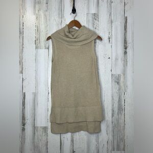 OhMG! Girls Sleeveless Long Knit Sweater Top Cream Tan Size Large